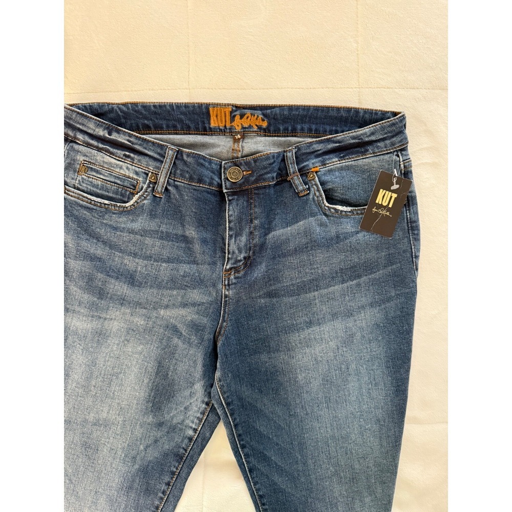 Kut From The Kloth Crop Jeans Distressed Denim Blue Wash Size‎ 10
